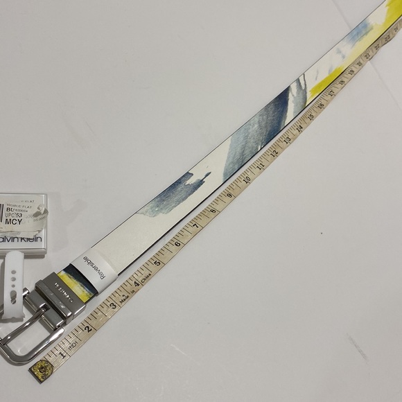 Calvin Klein Womens Belt NWT Silver Hardware Neon White Turquoise Medium - Picture 7 of 11